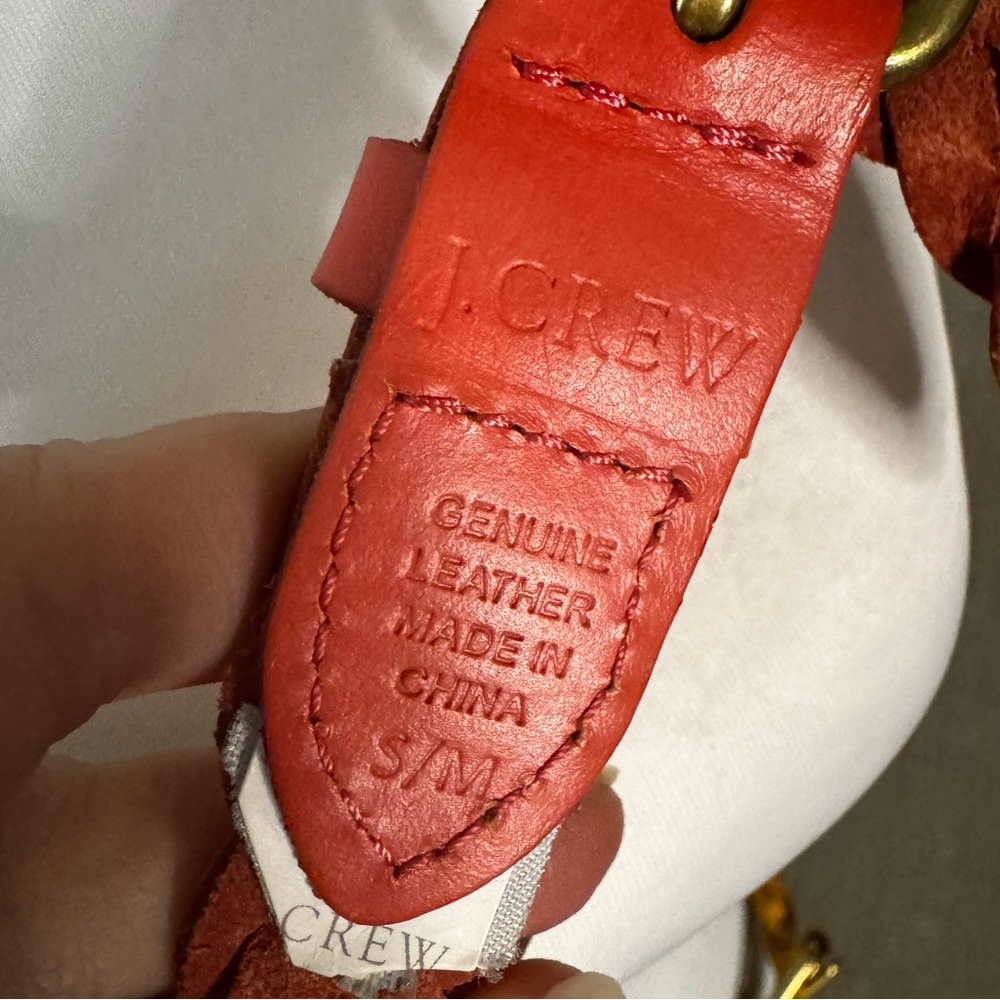 J.Crew Two Braided Leather Belts | Orange & Yellow Woven Brasstone Buckle S/M - Picture 5 of 7